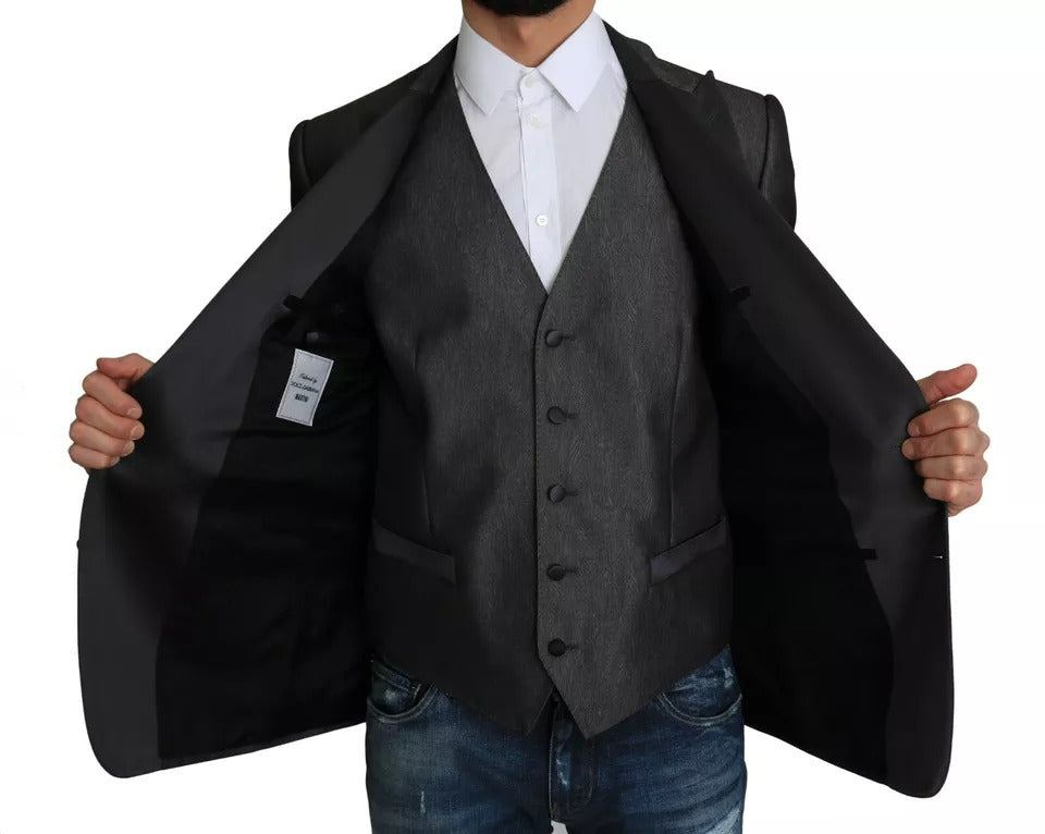 Gilet et blazer gris Dolce & Gabbana Martini 2 pièces, veste élégante pour homme, détails modernes et tissu de qualité