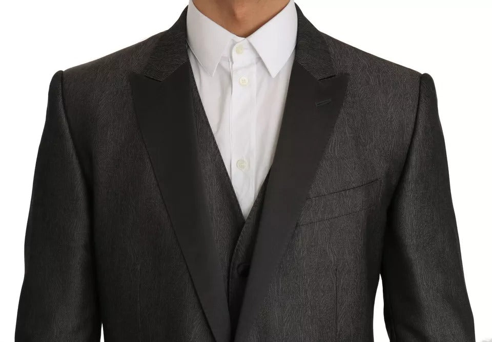 Gilet blazer gris Dolce & Gabbana MARTINI à deux pièces avec col et boutons, élégant et sophistiqué pour homme.