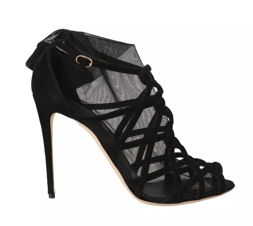 Escarpins en daim noir Dolce & Gabbana avec talons stilettos, chaussures élégantes et sophistiquées.