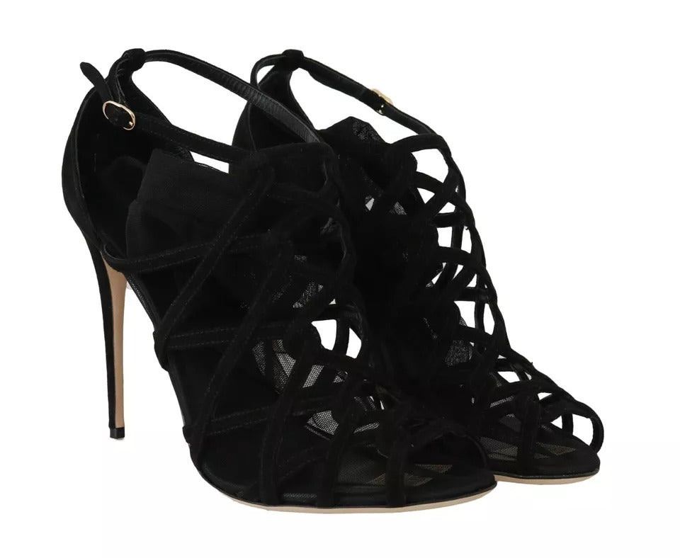 Bottines stilettos en daim noir de Dolce & Gabbana avec chaussettes intégrées, talons hauts élégants et design sophistiqué