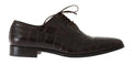 Chaussures formelles en cuir marron à motif Dolce & Gabbana, élégantes et sophistiquées pour occasions spéciales.