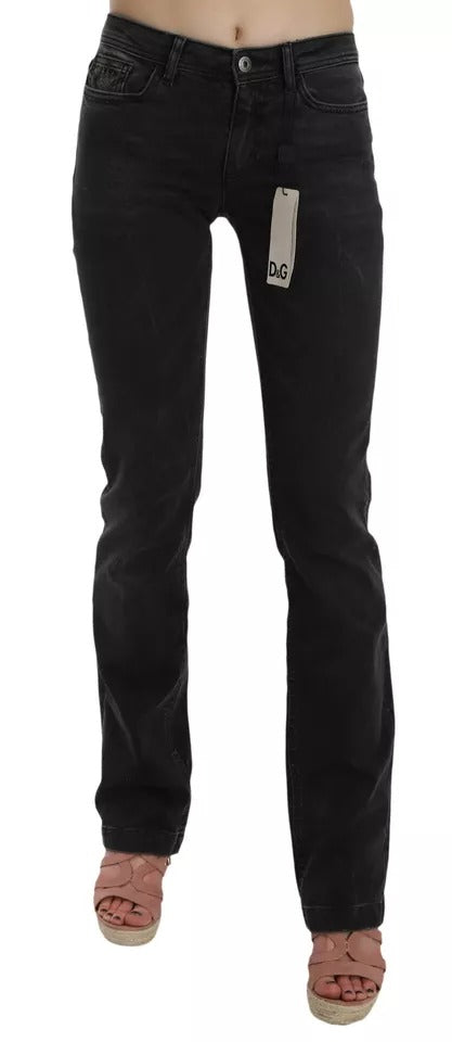Jeans slim en coton noir Dolce & Gabbana, pantalon tendance avec coupe ajustée et design élégant.