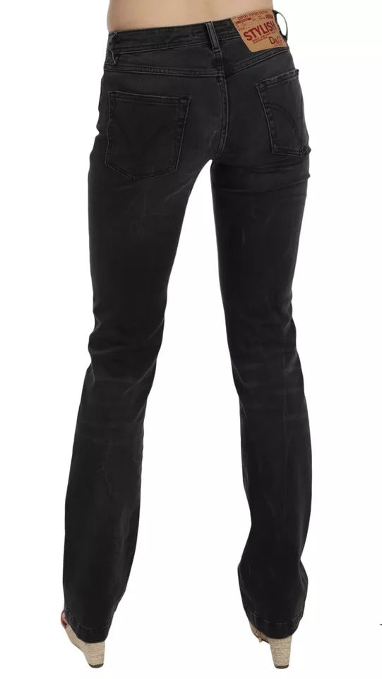 Jeans Slim Fit en coton noir Dolce & Gabbana, pantalon pour hommes avec coupe ajustée et détails élégants.