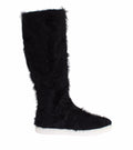 Bottes en cuir et fourrure d'agneau noires Dolce & Gabbana Xiangao, style élégant et sophistiqué.