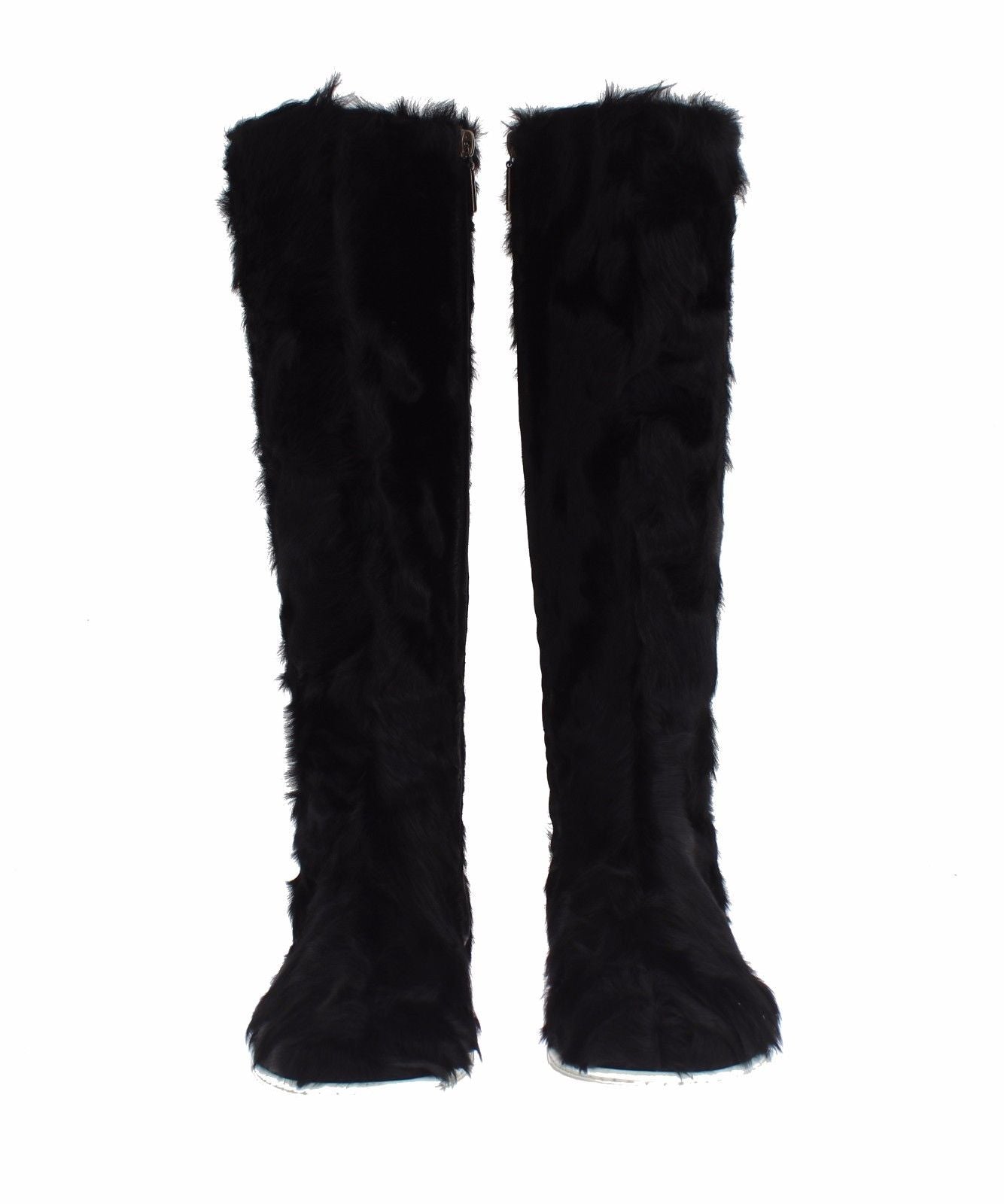 Bottes en cuir et fourrure de mouton noire Dolce & Gabbana Xiangao, élégantes et sophistiquées.