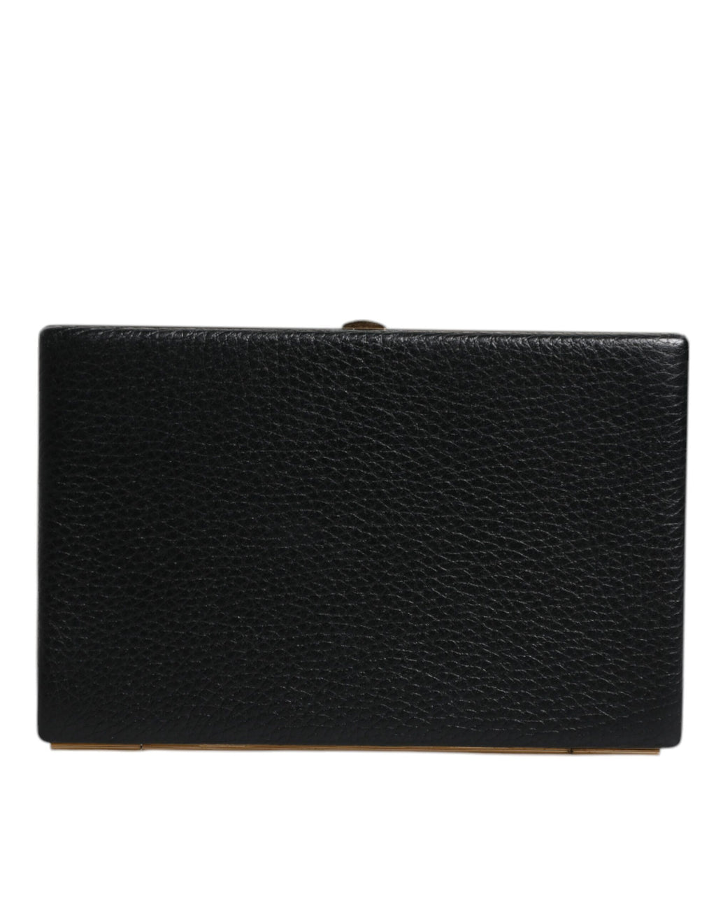 Sac clutch noir en cuir Dolce & Gabbana avec cadre doré, idéal pour soirée et événements élégants.