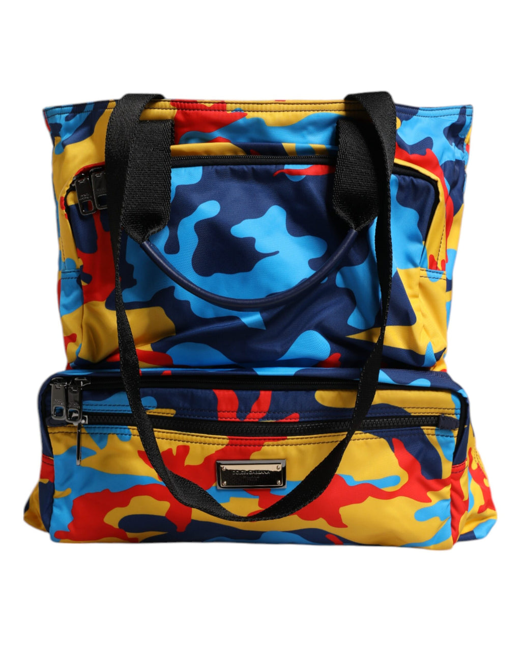 Sac à provisions en nylon camouflage multicolore de Dolce & Gabbana, sac shopping spacieux et tendance.