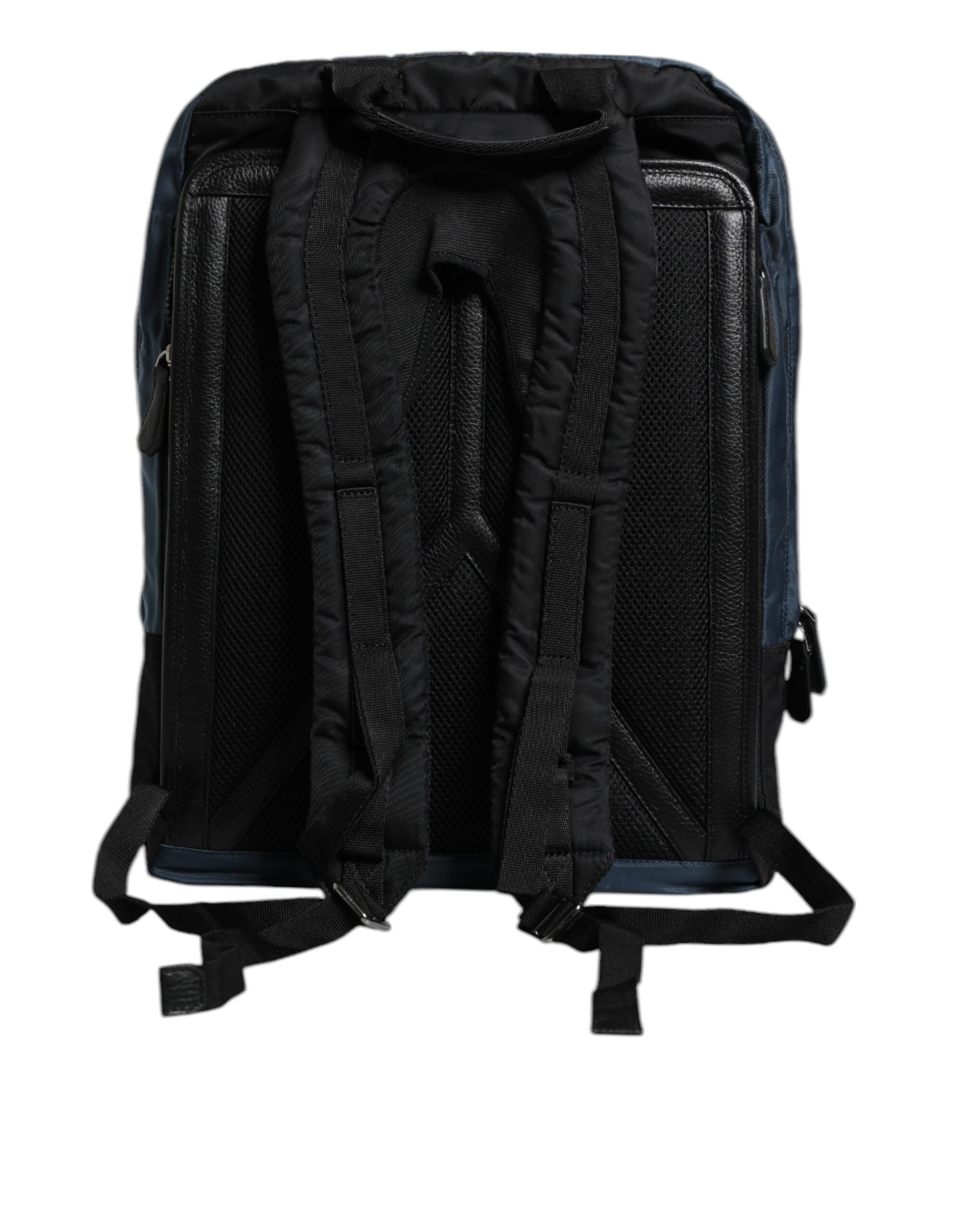 Sac à dos noir en nylon Dolce & Gabbana avec logo DG, style scolaire et pratique, visible avec bandoulière et compartiments.