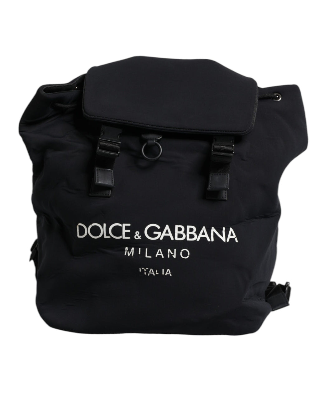 Sac à dos Dolce & Gabbana en néoprène et nylon noir avec logo DG, style scolaire et moderne.