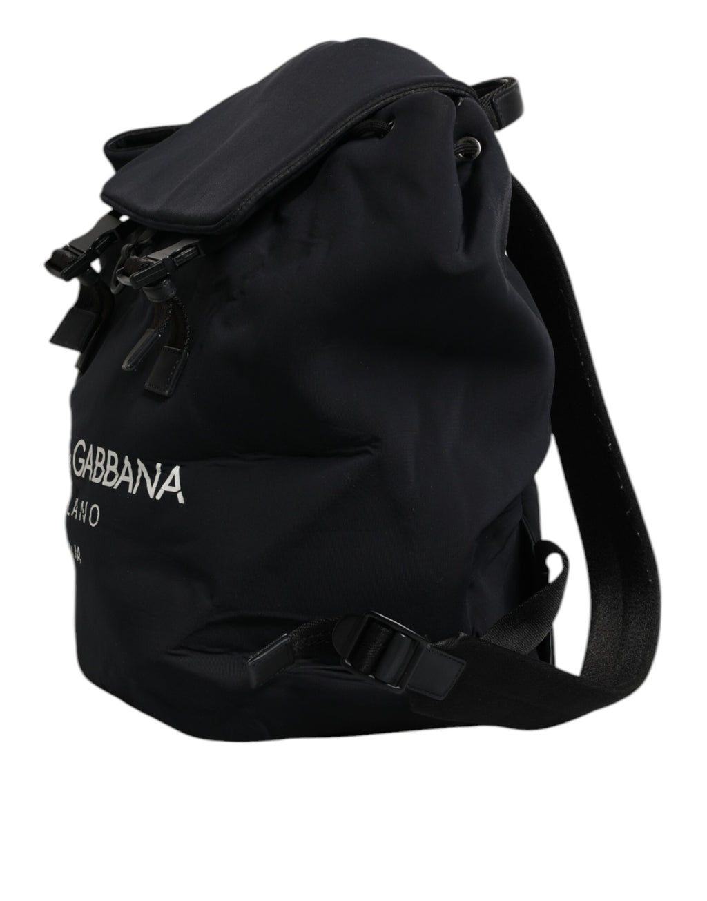 Sac à dos Dolce & Gabbana noir en néoprène et nylon avec logo DG, style scolaire et moderne.