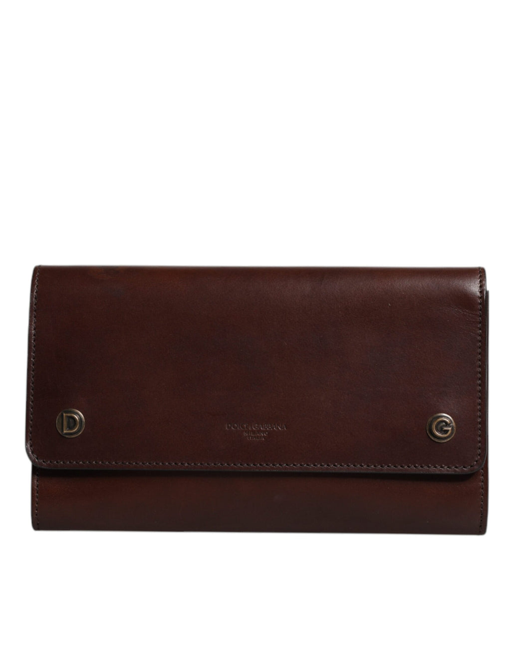Sac bandoulière Dolce & Gabbana en cuir marron avec logo embossé, détails élégants et design sophistiqué.