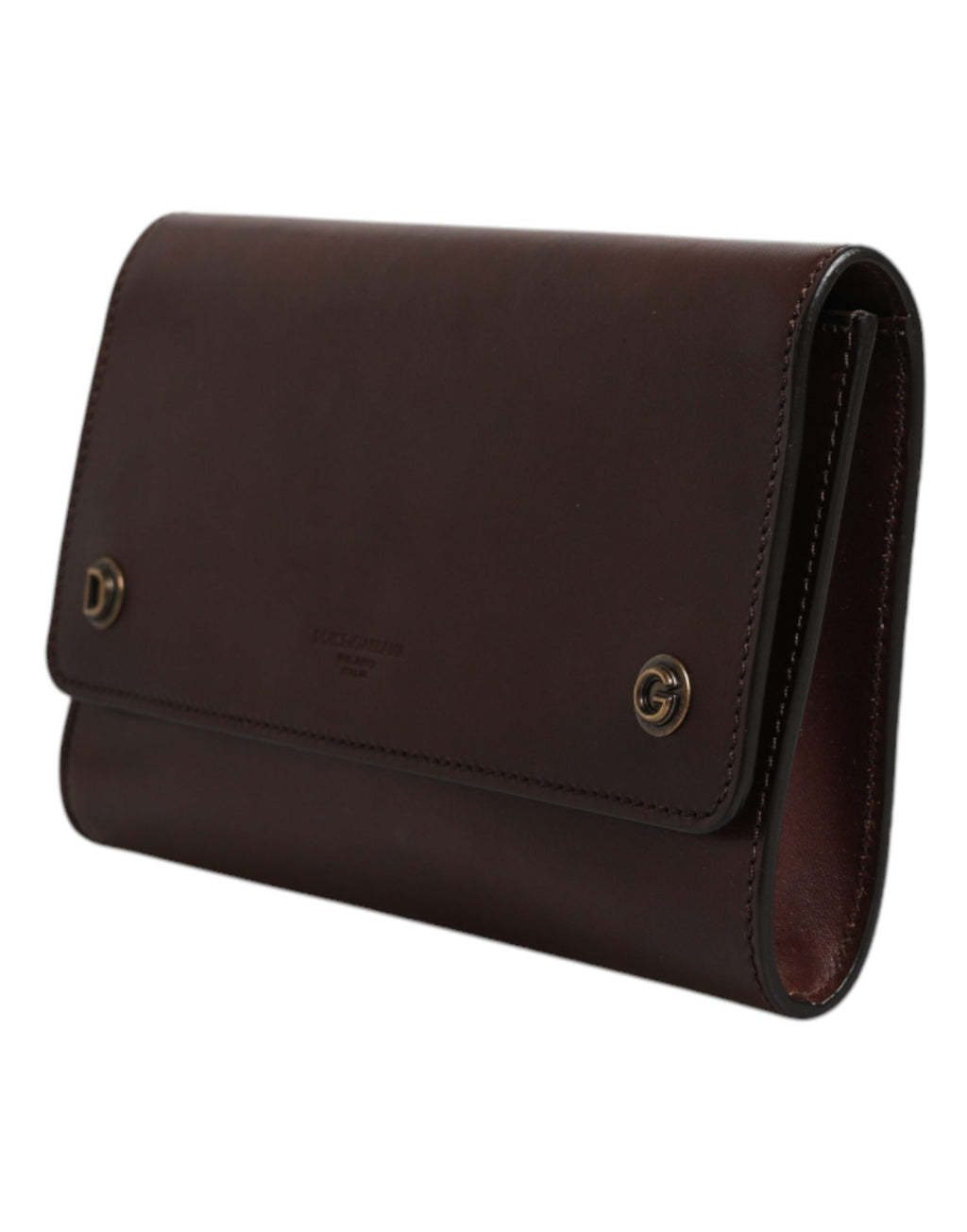 Sac à bandoulière en cuir marron Dolce & Gabbana avec logo embossé, élégant et pratique pour un style sophistiqué.