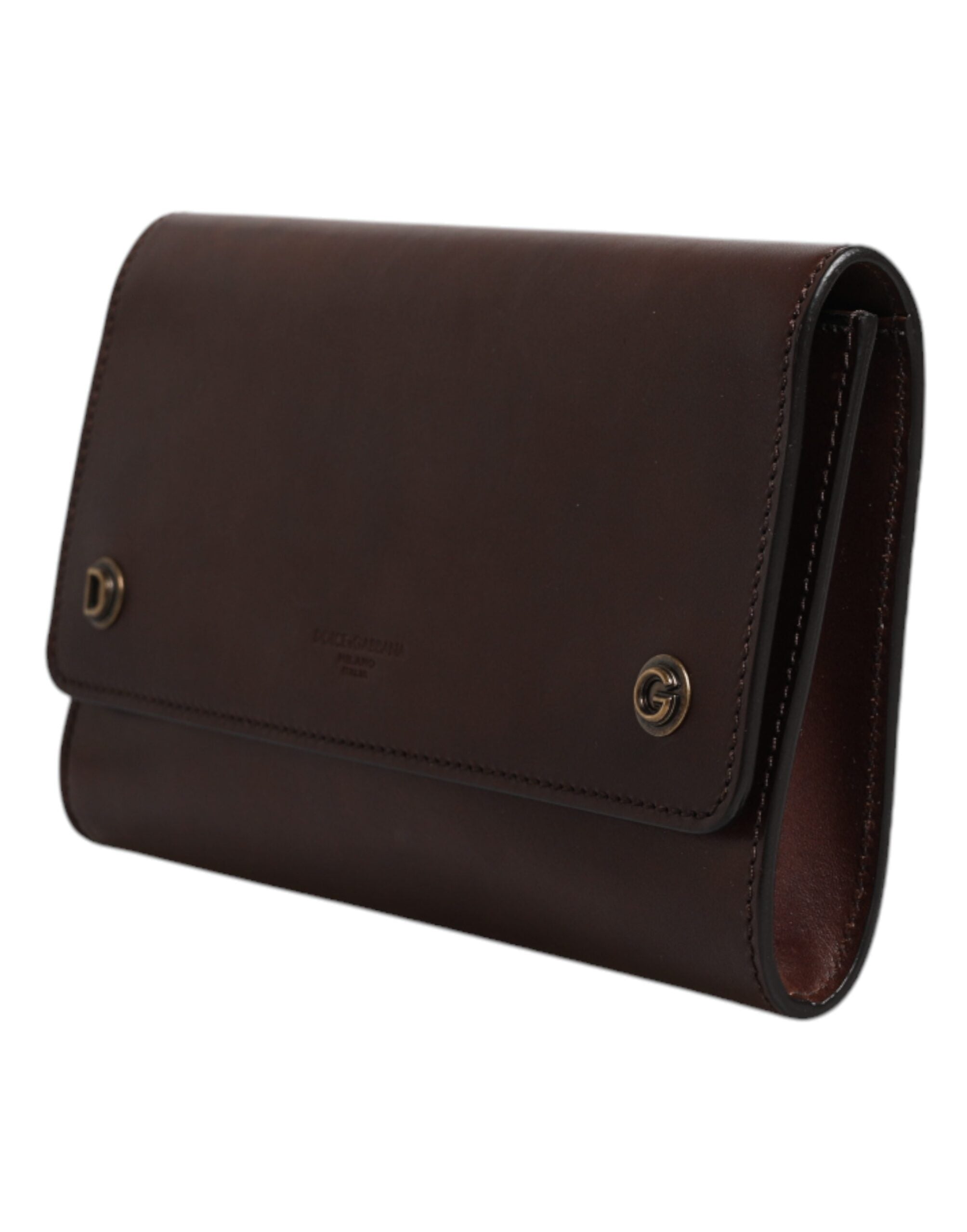 Sac à bandoulière en cuir marron Dolce & Gabbana avec logo embossé, élégant et pratique pour un style sophistiqué.