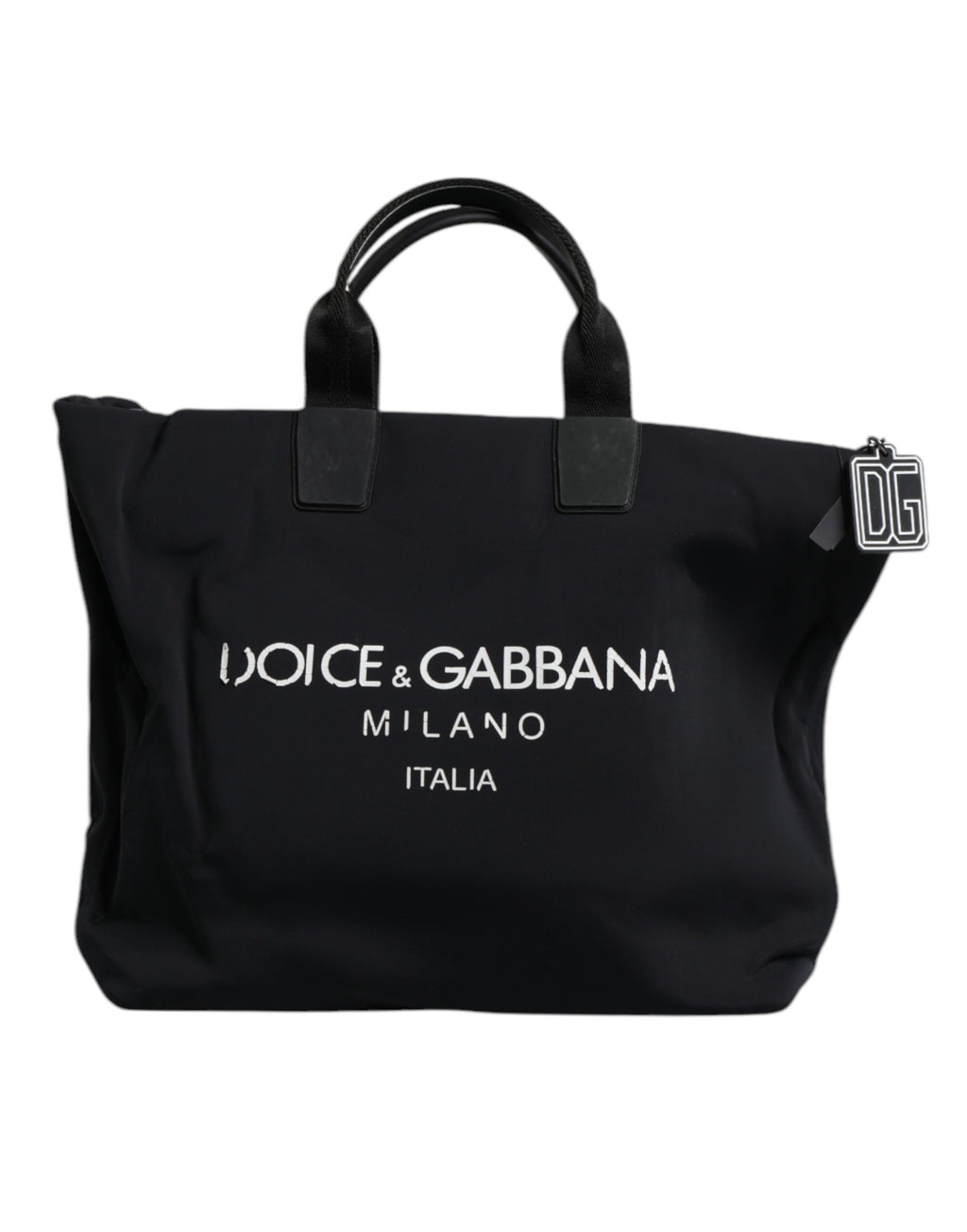 Sac shopping pour femme Dolce & Gabbana en toile noire avec logo DG, sac à main pratique et élégant.