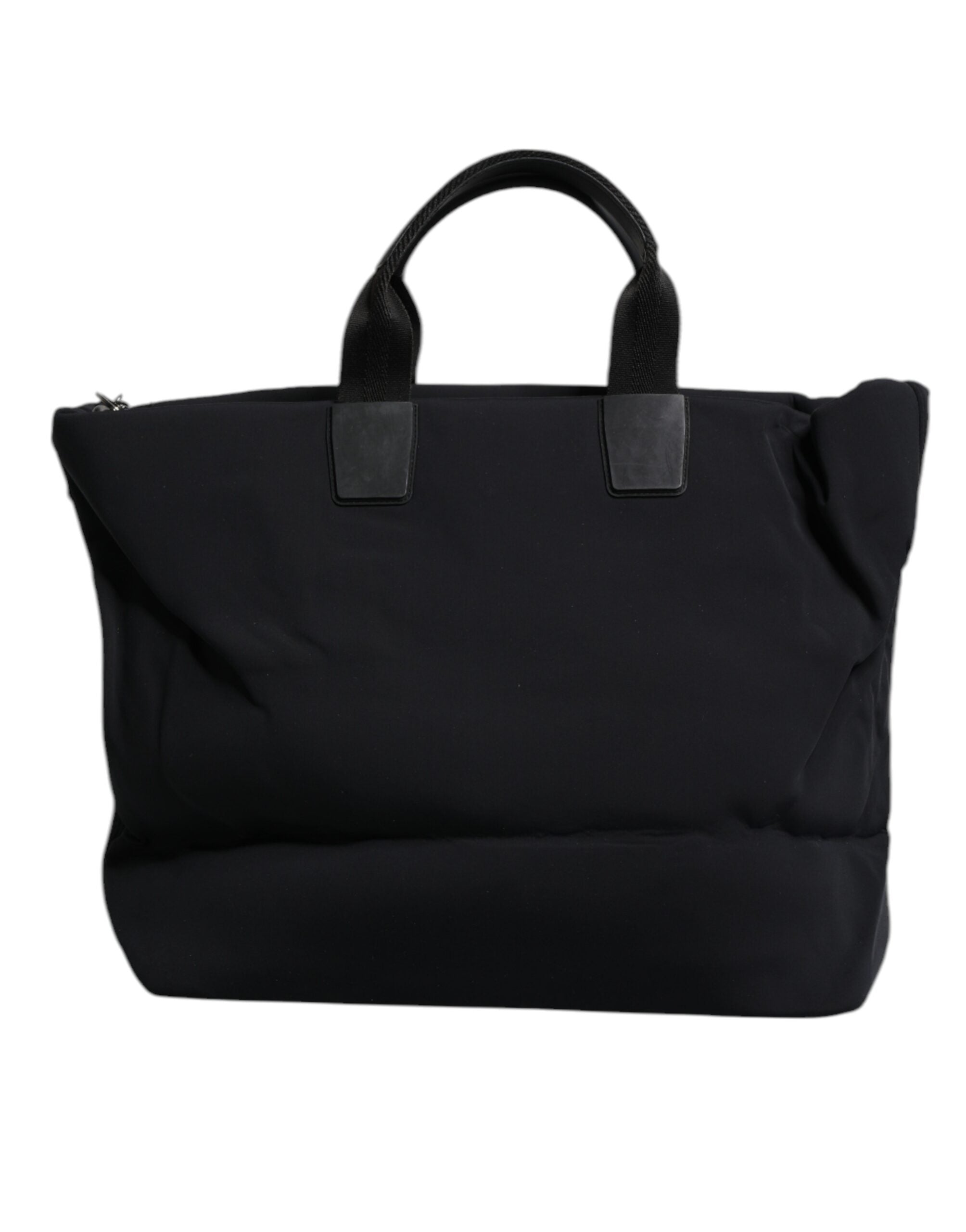 Sac shopping pour femme Dolce & Gabbana en toile noire avec logo DG, poignée en cuir et design élégant.