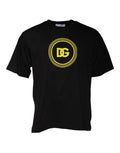 T-shirt en coton noir Dolce & Gabbana avec logo imprimé, col rond et design élégant visible sur l'image.