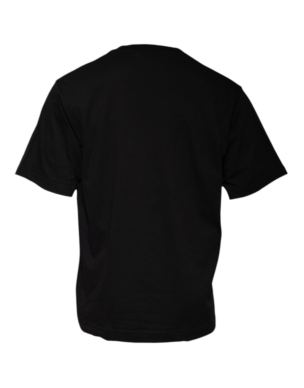 T-shirt en coton noir Dolce & Gabbana avec logo imprimé, col ras du cou, vue de face.