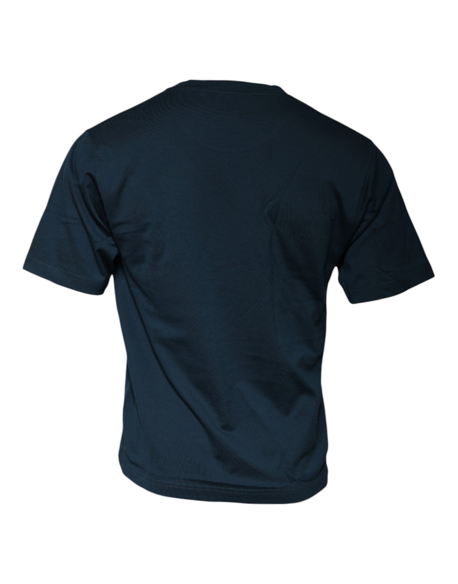 T-shirt à col rond Dolce & Gabbana bleu avec logo, manches courtes, design moderne, vue de face.
