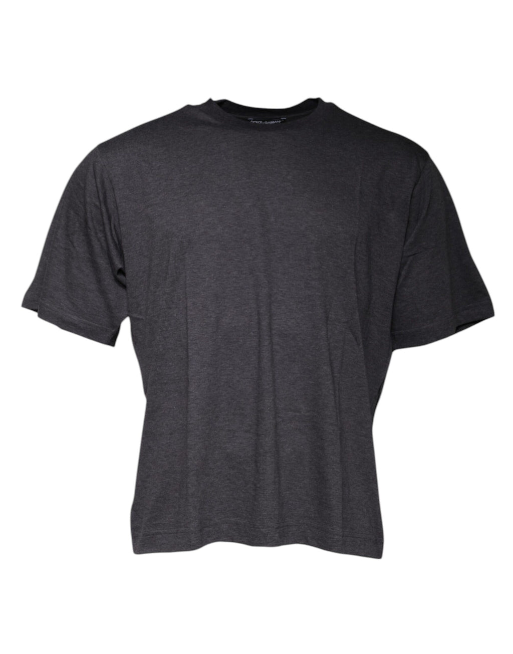 T-shirt Dolce & Gabbana à manches courtes gris foncé, col rond, en coton, vue de face.