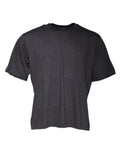 T-shirt à manches courtes gris foncé Dolce & Gabbana avec col rond, vue de face, en coton, style élégant et contemporain.