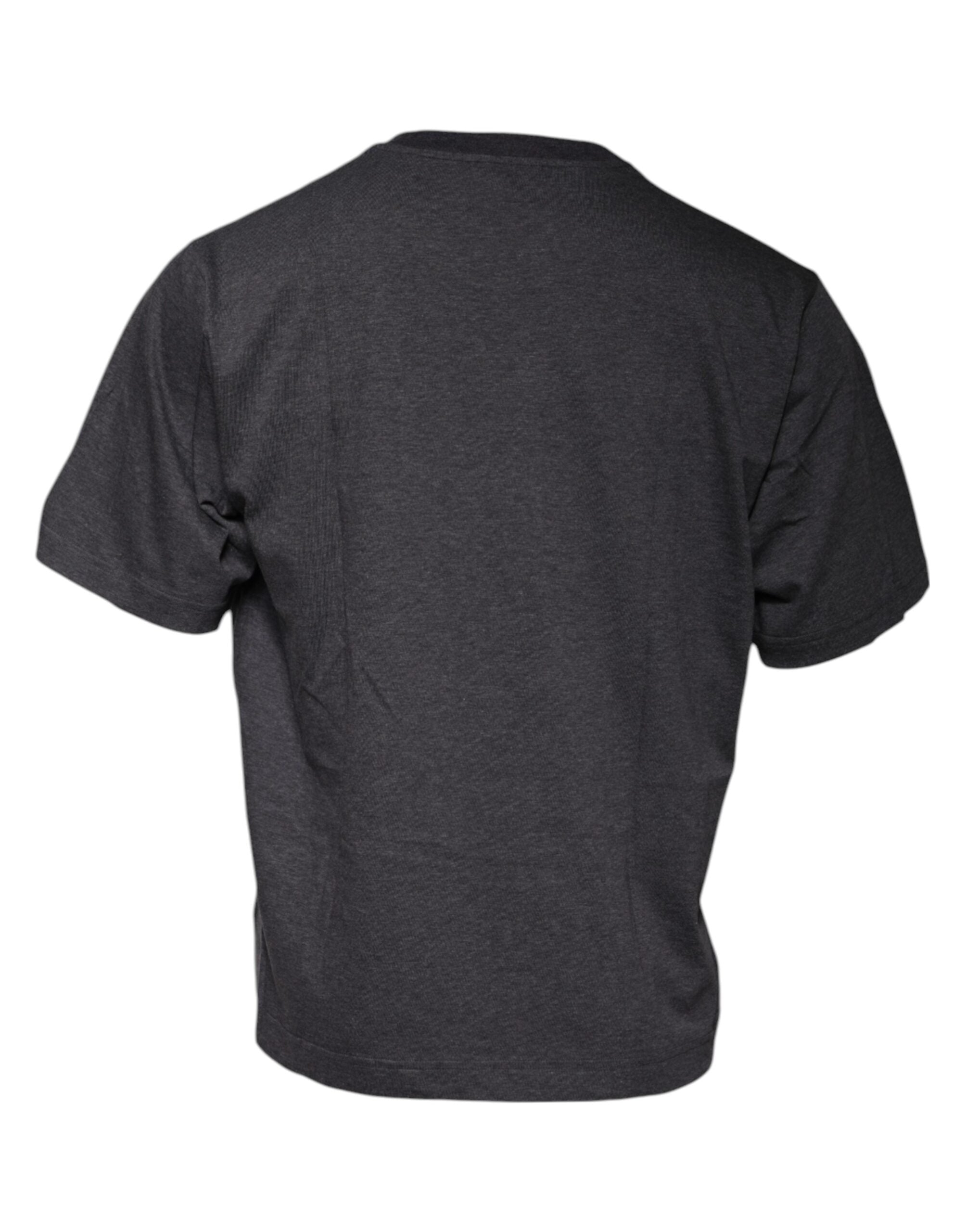T-shirt Dolce & Gabbana à manches courtes, col rond, gris foncé, style décontracté, en coton.