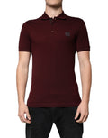 T-shirt polo Dolce & Gabbana à manches courtes bordeaux avec col, vue de face.