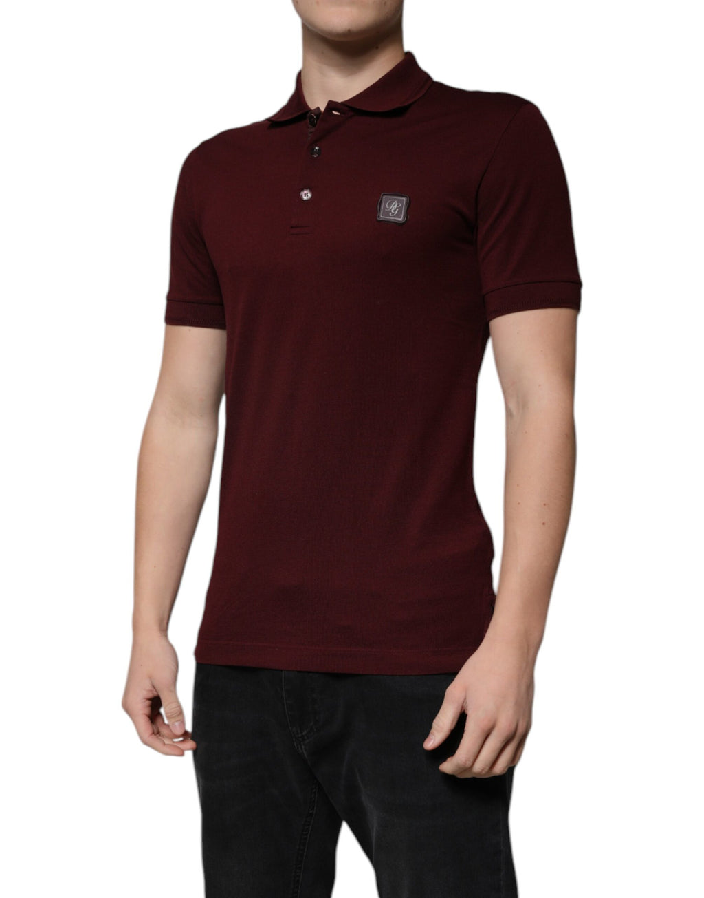 Polo à col marron avec manches courtes Dolce & Gabbana, t-shirt élégant en coton pour homme.