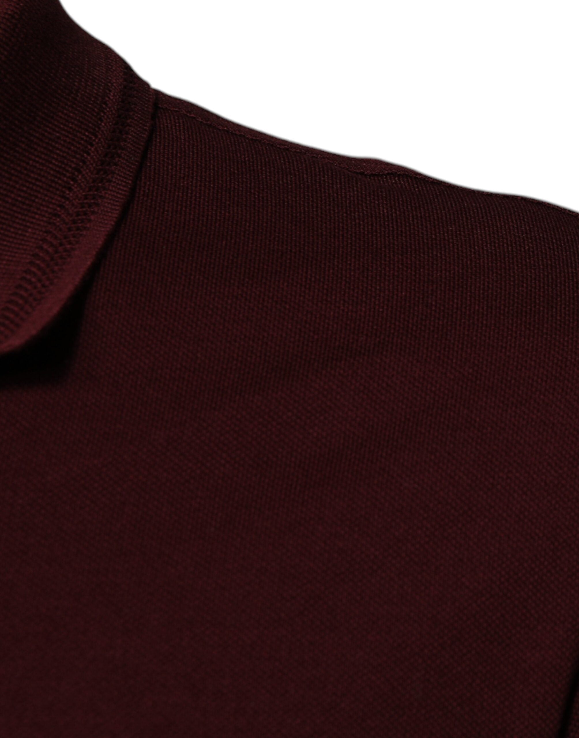 Polo à manches courtes bordeaux Dolce & Gabbana avec col, en coton, élégance classique et style sophistiqué.