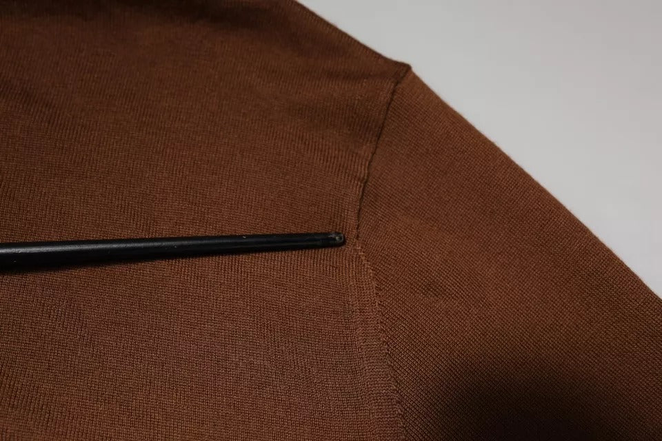 Pull en cachemire marron Dolce & Gabbana à col roulé, pull-over élégant et chaud pour homme.