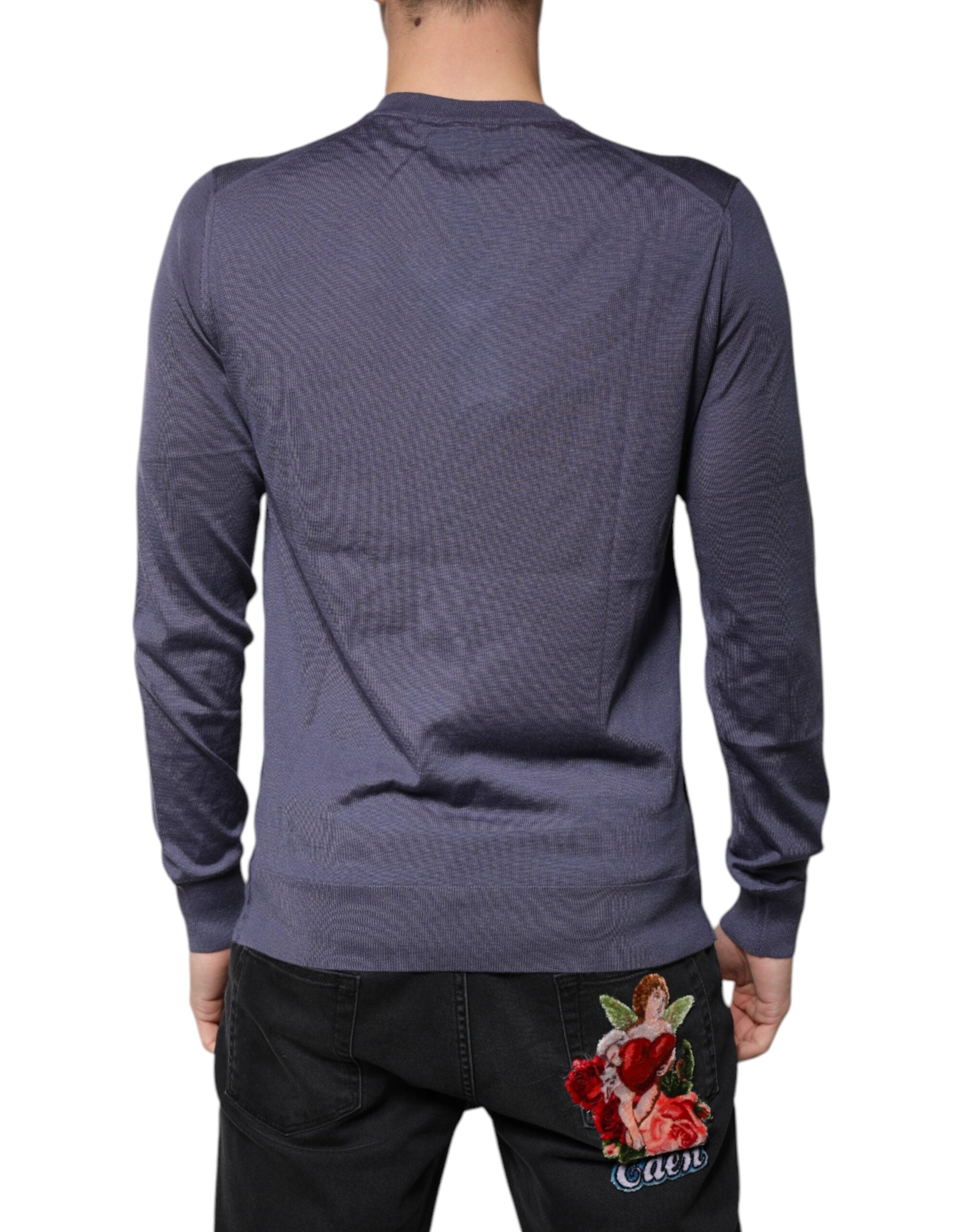 Pull à col en V en cachemire gris de Dolce & Gabbana pour homme, doux et élégant.