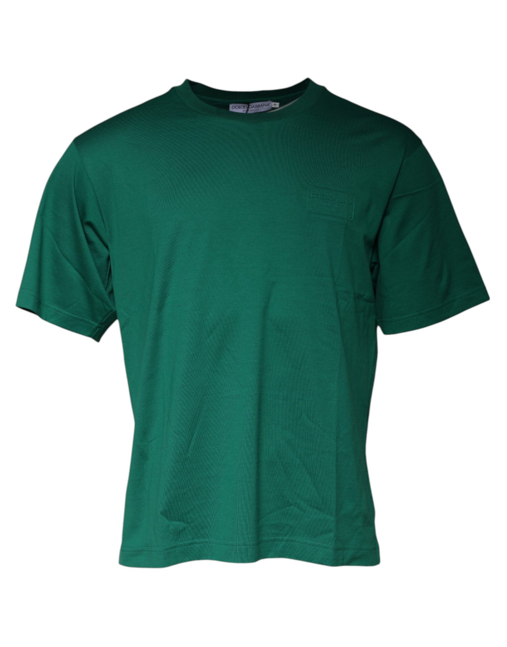 T-shirt à manches courtes vert avec logo Dolce & Gabbana, col rond, style décontracté et moderne.