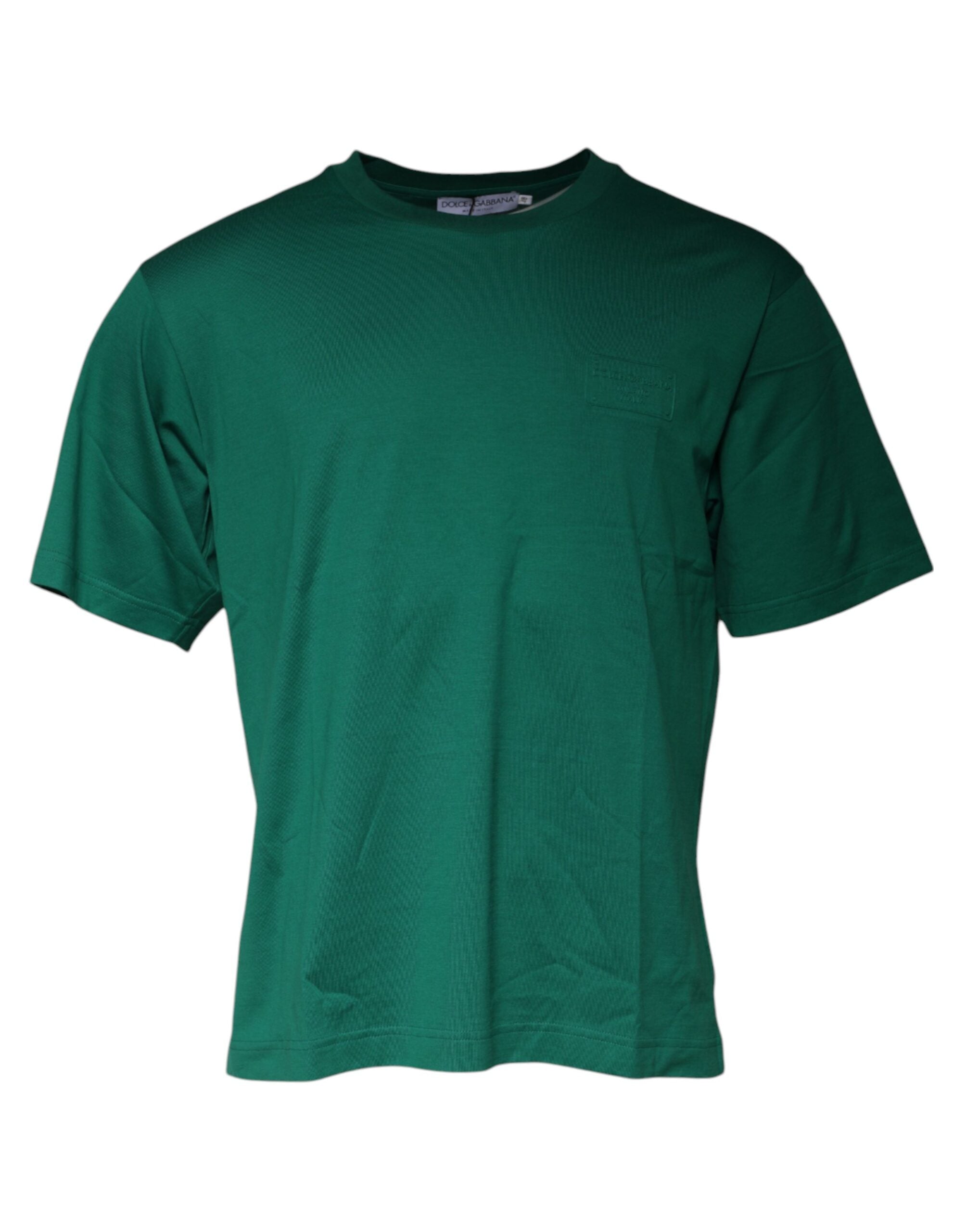 T-shirt à manches courtes vert avec logo Dolce & Gabbana, col rond, style décontracté et moderne.