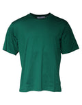 T-shirt Dolce & Gabbana vert avec logo, col rond et manches courtes, en coton, style décontracté.