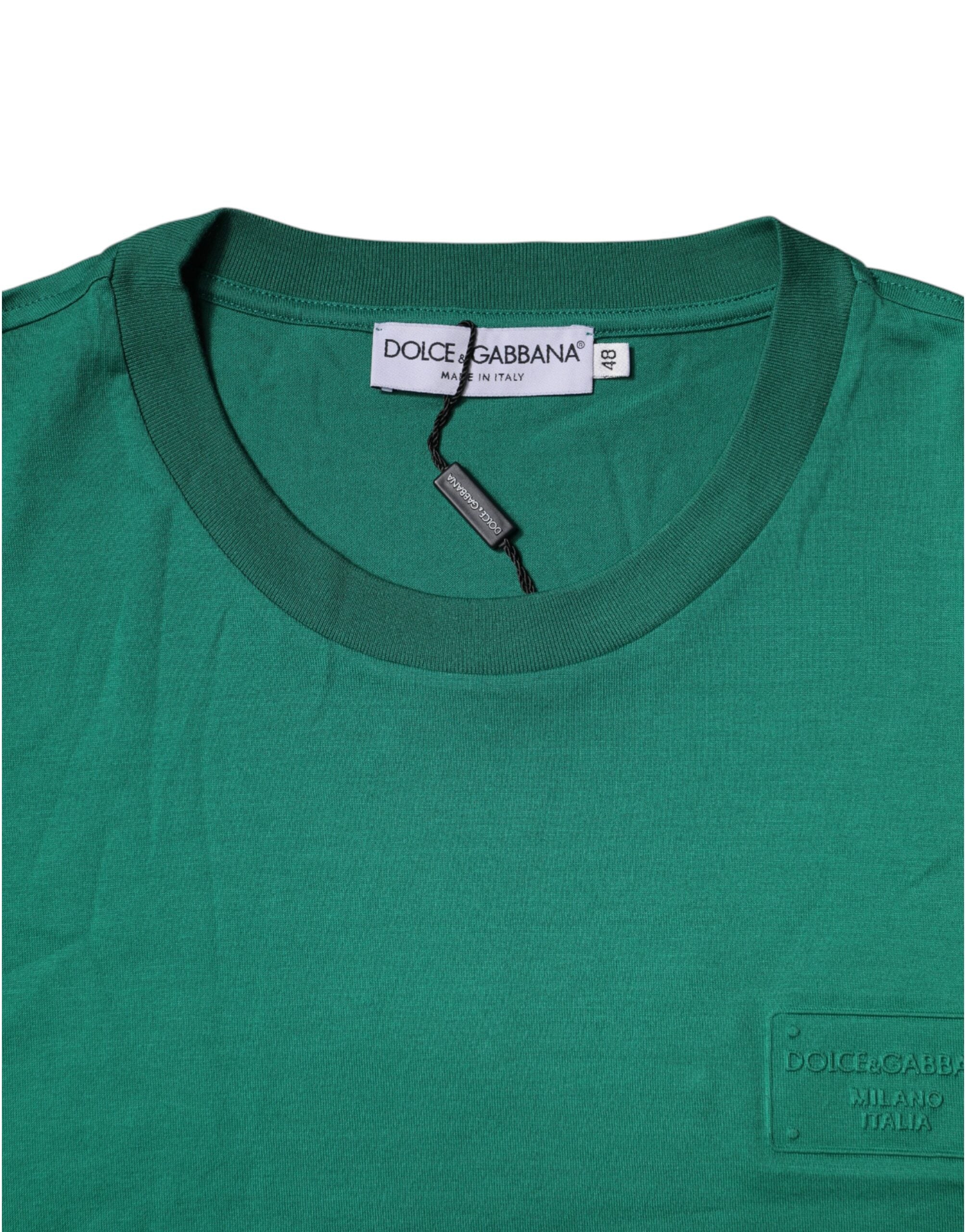 T-shirt Dolce & Gabbana à logo vert à manches courtes et col rond, style décontracté et moderne.