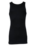 T-shirt sans manches noir en coton de Dolce & Gabbana avec col rond, porté sur un mannequin.
