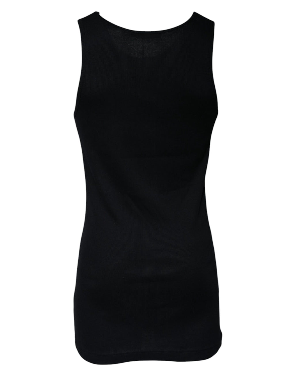 T-shirt sans manches en coton noir Dolce & Gabbana avec col rond, vue de face.
