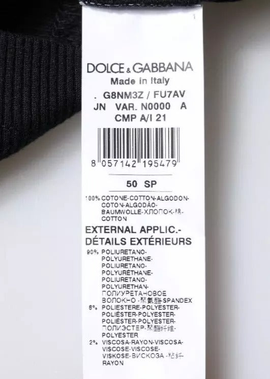 T-shirt sans manches en coton noir Dolce & Gabbana avec col rond, vue de face.