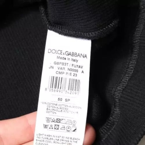 T-shirt sans manches Dolce & Gabbana en coton noir avec col rond, vue de face.