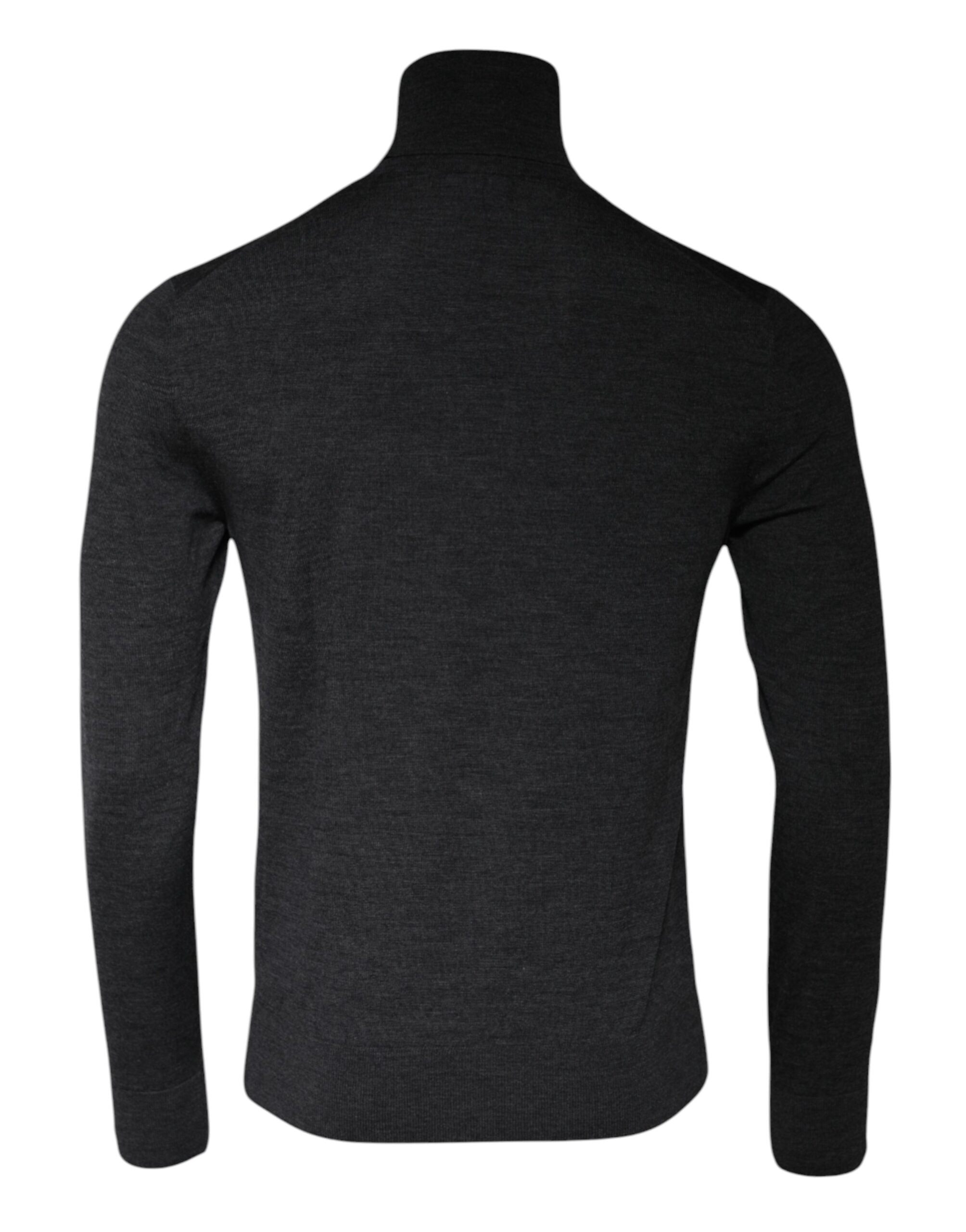 Pull noir en laine gris de Dolce & Gabbana, pull à col roulé, texture tricotée élégante, pour femme.