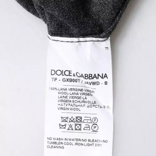 Pull à col roulé en laine gris Dolce & Gabbana, pull-over élégant en maille, style sophistiqué et confortable.