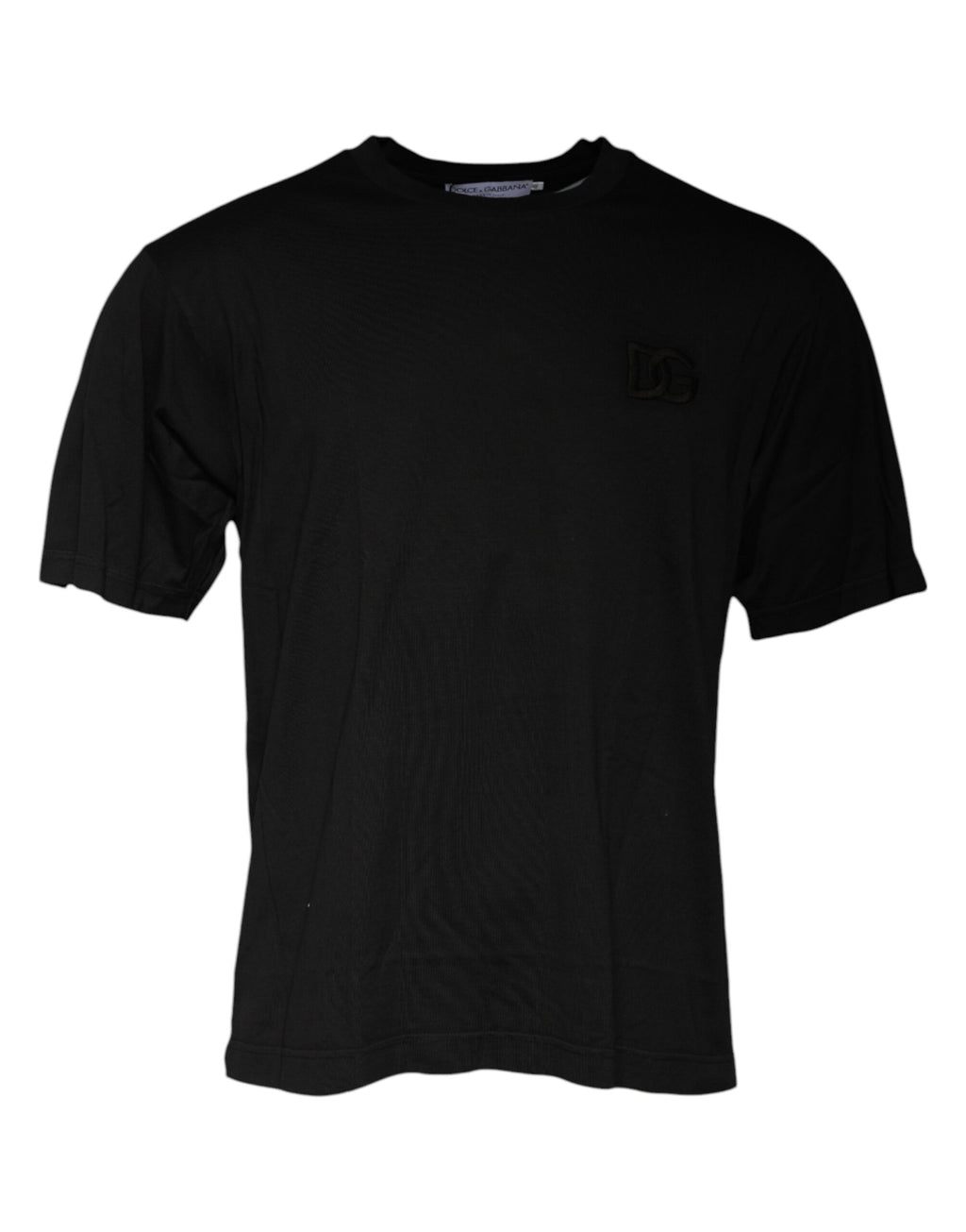 T-shirt noir en coton à manches courtes Dolce & Gabbana avec col rond, style décontracté et élégant.