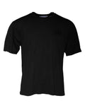 T-shirt noir en coton à manches courtes Dolce & Gabbana avec col rond, style décontracté et élégant.