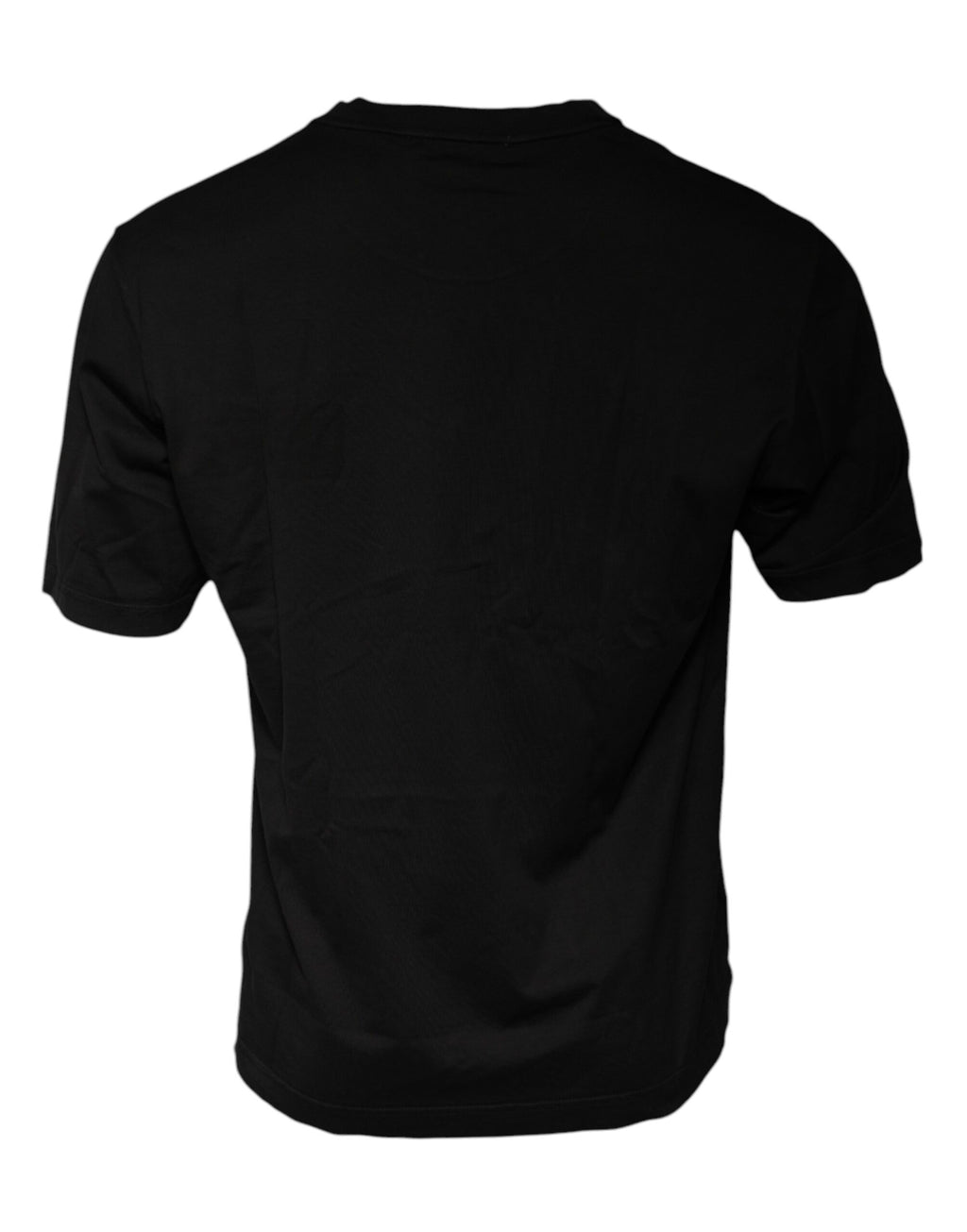 T-shirt noir en coton à col rond à manches courtes de Dolce & Gabbana, vue de face, détails du tissu visible.