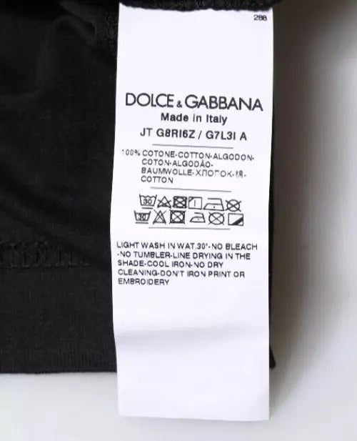 T-shirt Dolce & Gabbana en coton noir à col rond et manches courtes, vue de face.