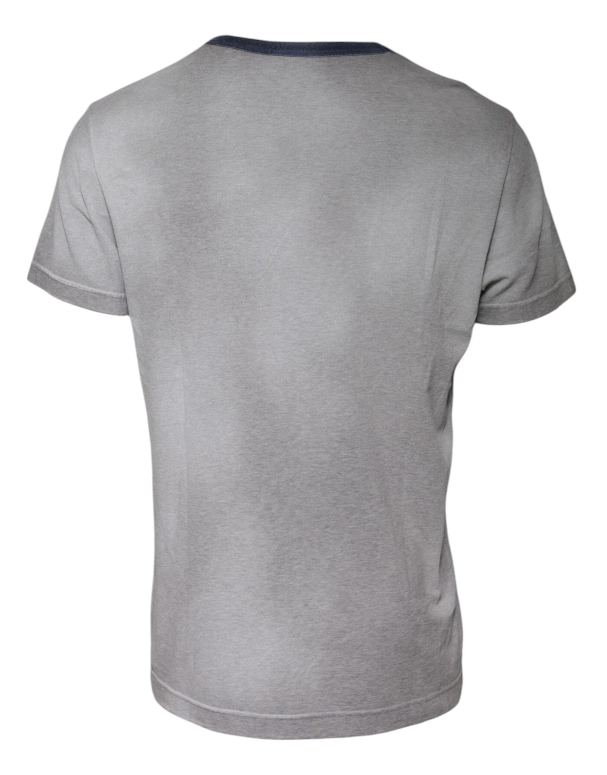 T-shirt en coton gris avec logo imprimé de Dolce & Gabbana, col rond et style décontracté.