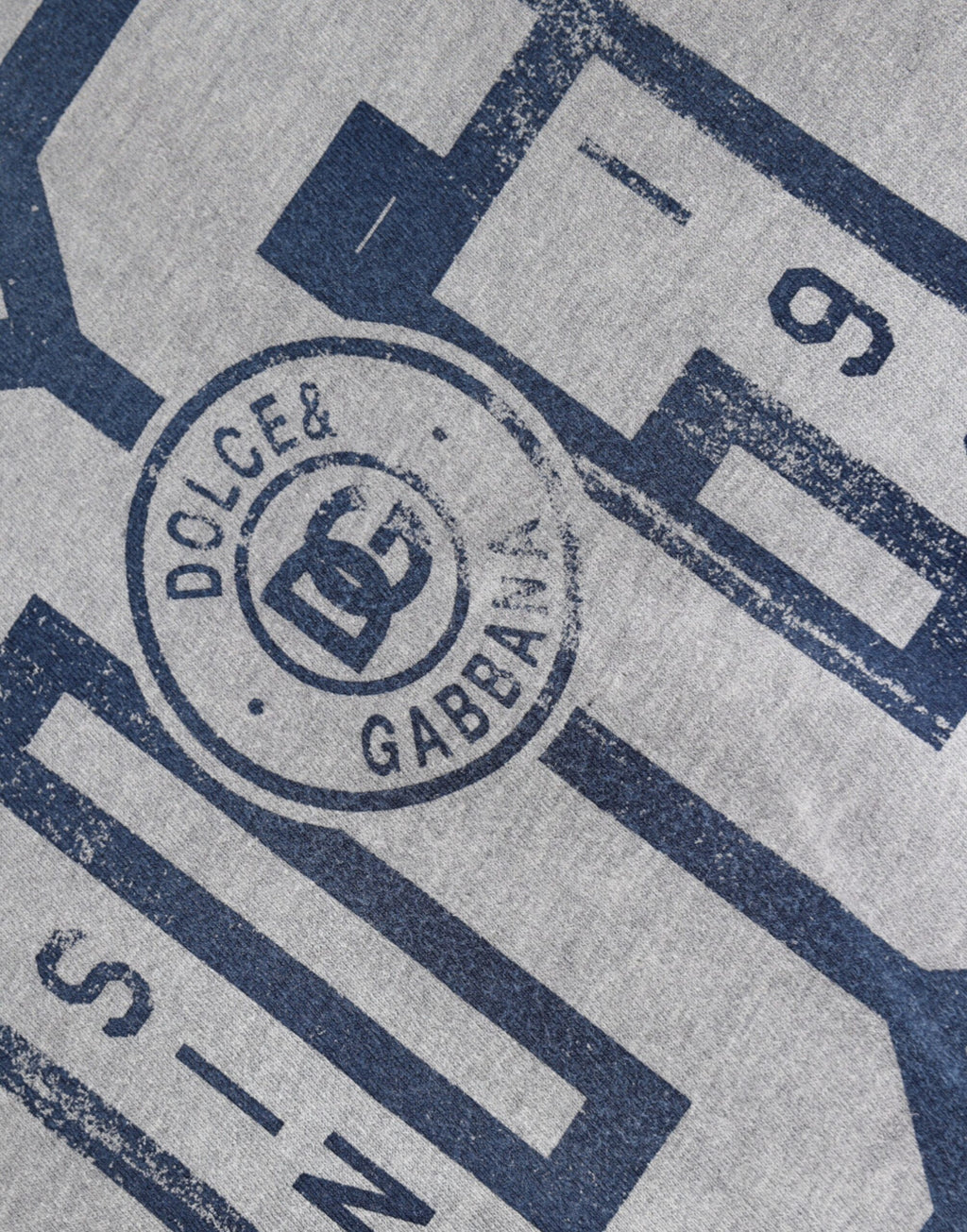 T-shirt en coton gris avec logo imprimé de Dolce & Gabbana, col rond et style décontracté, vue de face.