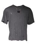 T-shirt gris à logo Dolce & Gabbana à manches courtes et col rond, style décontracté et moderne.