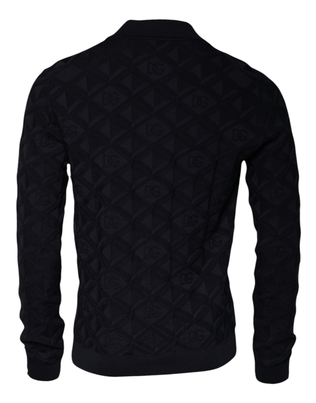 Pull cardigan homme Dolce & Gabbana en soie noire avec col rond, détail élégant et finition soignée.