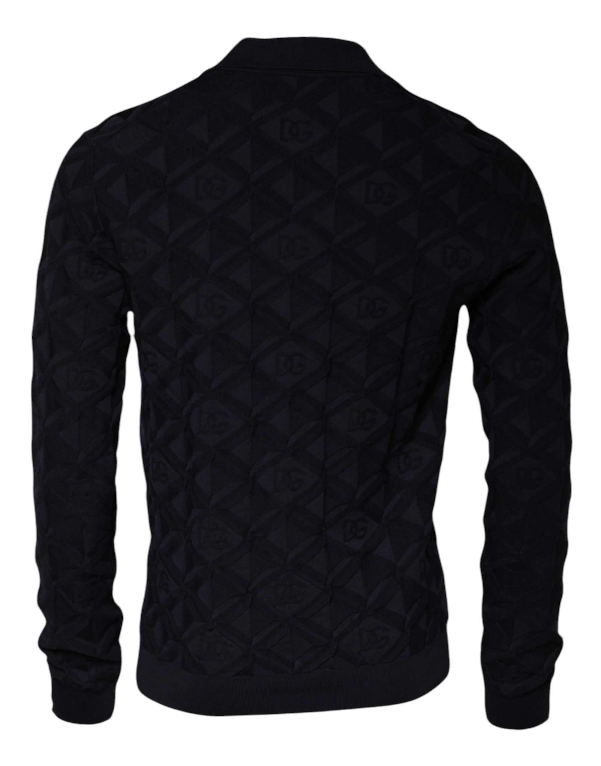 Pull cardigan homme Dolce & Gabbana en soie noire avec col rond, détail élégant et finition soignée.