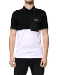 Polo à manches courtes Dolce & Gabbana en coton noir et blanc, style classique et élégant pour homme.